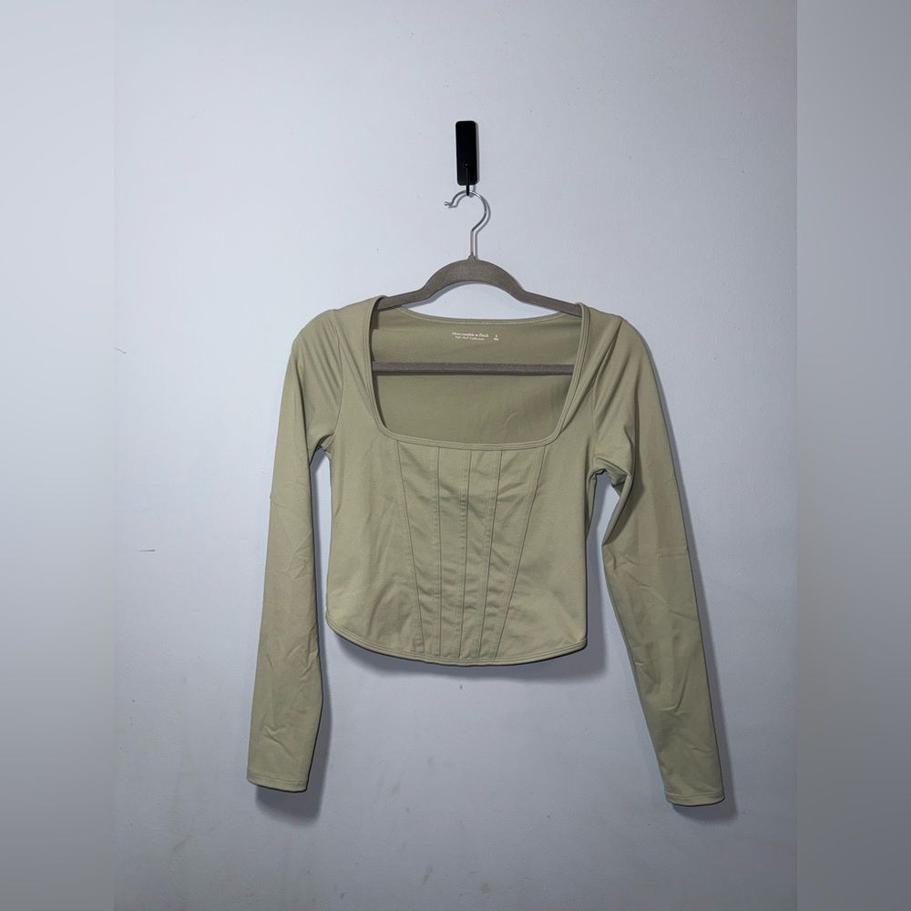 Abercrombie & Fitch Long-Sleeve Seamless Fabric Corset Top S EUC Cottage Fairy